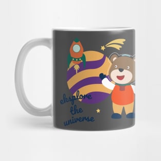 Space bear or astronaut in a space suit with cartoon style Mug